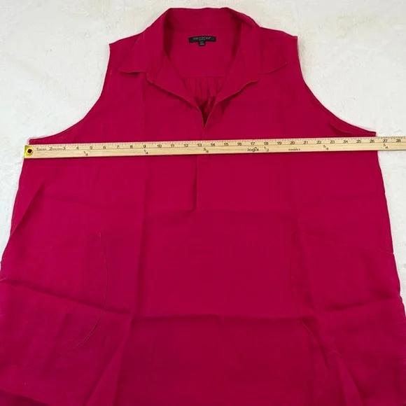 For Cynthia Linen Tunic Top 2X Pink Sleeveless Blouse Plus Size Coastal Boho - Picture 9 of 11